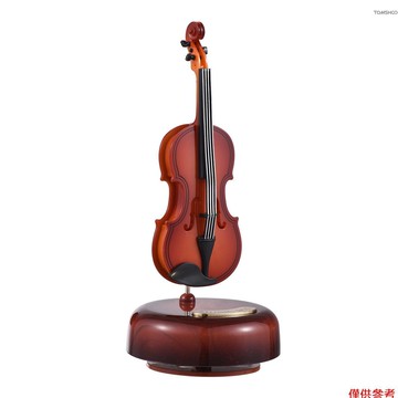 Winn 小提琴音樂盒古典上弦音樂盒旋轉音樂盒旋轉底座弦樂器微型複製品聖誕生日情人節禮物