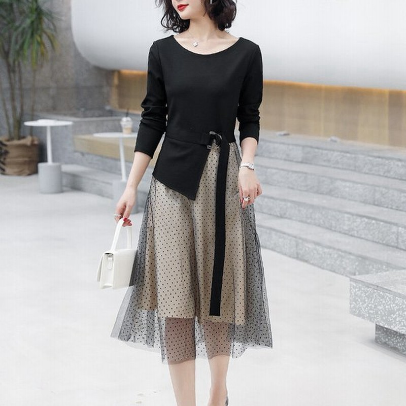 お花見sale シアーワンピース ドッキングワンピース 代 30代 40代 50代 ワンピース レディース ファッション 女性 春 秋 アシンメトリー チュール 通販 Lineポイント最大get Lineショッピング