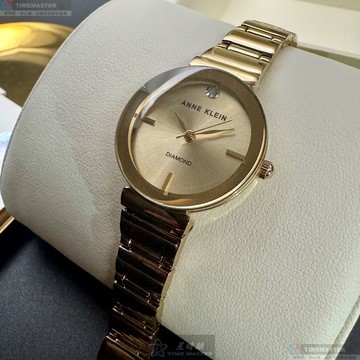 [星晴錶業]ANNE KLEIN手錶,28mm,AN00155金色錶面金色錶殼金色精鋼錶帶款