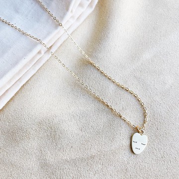 愛心 眼睛閉閉系列 黃銅項鍊