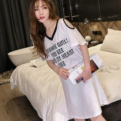 ネグリジェ 春夏 姫 半袖ワンピース Vネック 肩あきネグリジェ 前開きパジャマ レディース 大人可愛い部屋着 オシャレゆったり ロングtシャツ 通販 Lineポイント最大get Lineショッピング