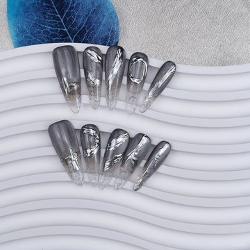 ➕大簡美甲💅手工穿戴甲重工滿鑽婚甲爆閃長款假指甲貼片跨境熱銷長款穿戴甲 C0KD