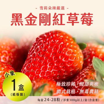 【雪莉朵辣嚴選】黑金剛紅草莓 (小果/24-28粒/淨重300g/盒)x1盒