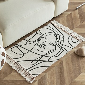 『百貨屋二號』抽象手繪畫像進門地墊幾何線條玄關換鞋墊美式風簡筆畫印花地墊