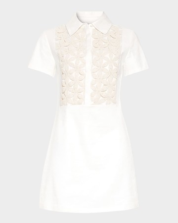 Sabrina Floral Crochet Mini Shirtdress
