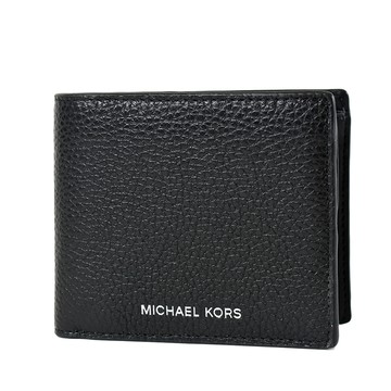 MICHAEL KORS 男款燙字LOGO荔枝紋零錢袋短夾-黑色