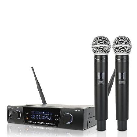 happymusic Professional UHF Channel Wireless Microphone System, Cordless Handheld Mic Set, 150ft Range Perfect for DJ, Church, Wedding, Event, Gigs,