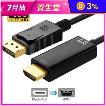 1M 4Kx2K DP轉HDMI線-DisplayPort轉HDMI線