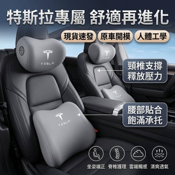 現貨 Tesla頭枕車用頭枕腰靠 環抱式 9D記憶棉 汽車頭枕 頭枕腰靠 靠背 腰靠 車用靠墊 汽車靠墊 座椅靠墊