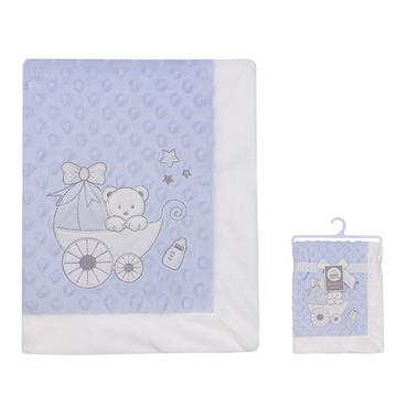 美國 luvable friends  超柔軟繡花泡泡毯/包巾/嬰兒被/安撫毯_100x75cm_小白熊_LF51236