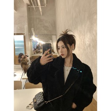 2025秋冬加厚中長款西裝領泰迪毛皮毛一體毛毛絨皮草女羊羔毛外套