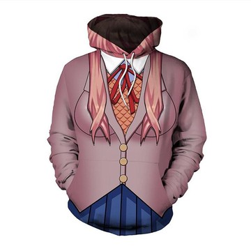 動漫周邊心跳文學部 Monica  3D印花套頭連帽運動衛衣上衣服裝COS