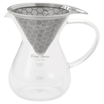 Pearl Horse 寶馬 巴魯尼手沖咖啡壺 TA-G-10 3400cc 免濾紙手沖壺  400ml  1組  濾杯 + 玻璃壺