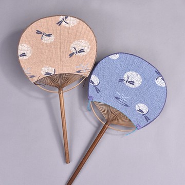 中式和風布面竹蒲扇夏季老式團扇宮廷古典文藝圓形扇子手工芭蕉扇