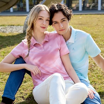 【ATUNAS 歐都納】女款ATUNAS-TEX短袖POLO衫A2PS2534W漸層玫粉/透氣/快乾排汗/抗紫外線/夏日清新款