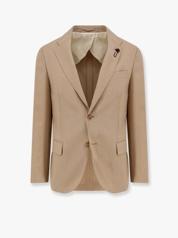 Wool blazer with iconic brooch - LARDINI - gender_Man