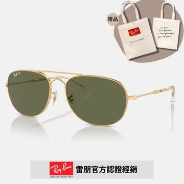 【RayBan 雷朋】飛行員圓形金屬偏光太陽眼鏡(RB3735-001/58 60mm 偏光鏡片)