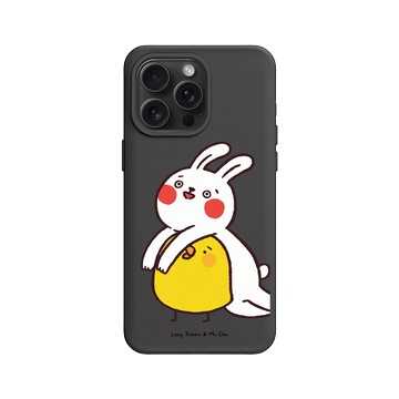iPhone 15 Pro Max SolidX 黑 - 懶散兔與啾先生 Lazy Rabbit and Mr.Chu - 黏著你