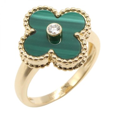 Van Cleef ＆ Arpels 梵克雅寶 Vintage Alhambra 18K 黃金 鑽石 孔雀石 戒指 50 【二手名牌BRAND OFF】