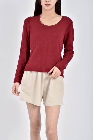 (S) dita圓領紅色長袖上衣