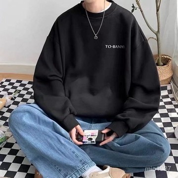 【Nobodyknows男裝】男士衛衣外穿衛衣小衆潮流無帽打底春秋款圓領外套男秋季寬鬆秋天
