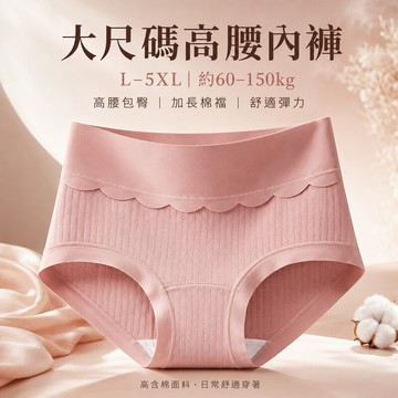 【台灣出貨】大尺碼女內褲 高腰包臀 L-5XL 150KG可穿 高含棉親膚 加長純棉襠 不夾臀 高彈力 透氣包腹