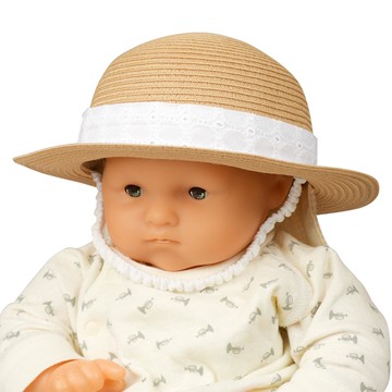 akachan honpo - 圓頂帽 可洗可折疊-附防曬遮陽布-米白色