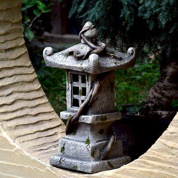 戶外日式庭院裝飾擺件花園布置新中式太陽能燈塔落地創意禪意景觀