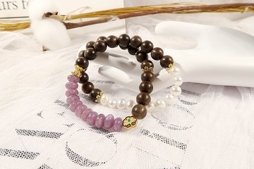 加裡曼丹沉香碧璽珍珠雙圈多寶手鏈