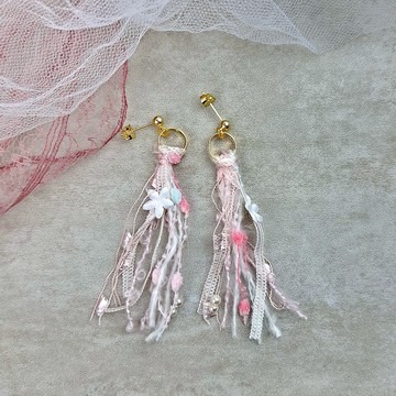 流蘇耳環 紗缐耳環 14K金耳環 耳夾 EAR-100