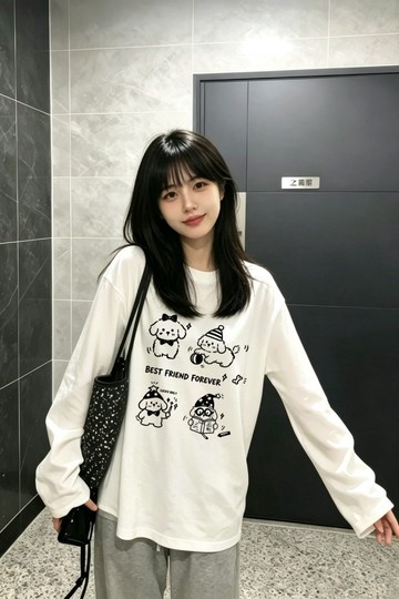 簡約風韓版日常白色長袖T恤通勤百搭打底衫情侶寬鬆男女生上衣 圓領長袖 大學T 男女 長袖T恤 純棉T恤