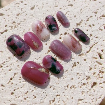 紫霞 暈染 手工美甲 手繪穿戴甲 Nail arts/Press on nails