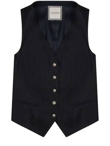 tagliatore gilet in lino con bottoni