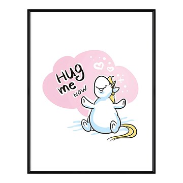 獨角獸 Hug Me 海報  40 x 30cm  黑色