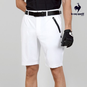 【LE COQ SPORTIF GOLF公雞高爾夫】男款白色簡約百搭高機能防曬運動短褲 QGT8J951