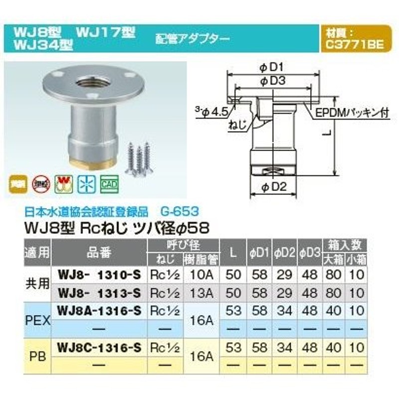 オンダ継手1 2×13Aナット付アダプター20個