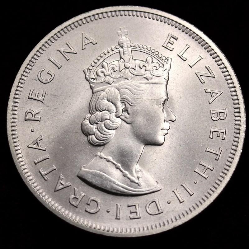 24.イギリス エリザベス女王 バミューダ クラウン銀貨 1964年 古銭 - コレクション