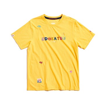 江戶勝 日系 男裝 繽紛LOGO短袖T恤(黃色) #上衣