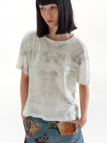 淡淡作業本 磨痕短袖T恤