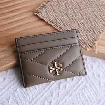 TORY BURCH 金屬LOGO卡夾/名片夾(灰棕)