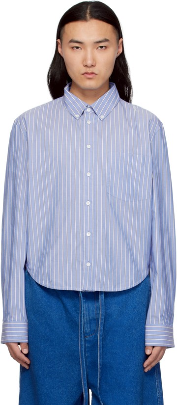Marni 蓝色 & 灰白色 Poplin Stripe 衬衫