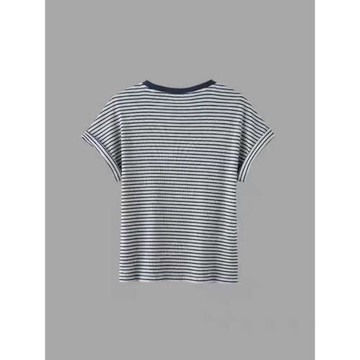 【暢想T】大洪官方寬松條紋T恤短袖設計感螺紋領連肩袖顯瘦上衣夏