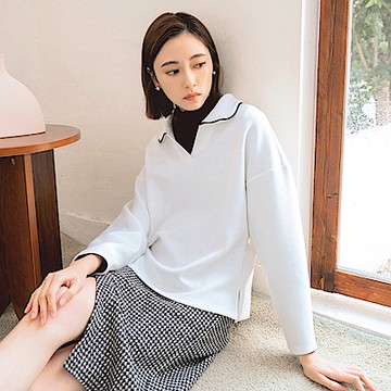 OB嚴選-小V臉．V領空氣棉不易皺翻領上衣