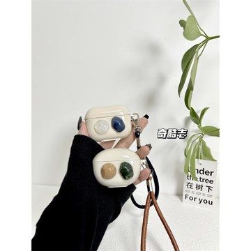 奶咖色立體小眾ins幾何石適用漫步者X1 EVO藍牙保護套x1evo簡約棕綠色寶石EDIFIER X1 Evo無線耳機套美拉德棕