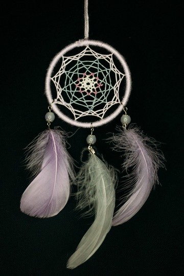 純手工捕夢網 Handmade Dreamcatcher－【 顏色編織－紫藍白】
