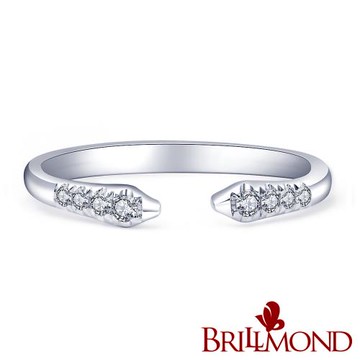 【BRILLMOND】15分 PT950鉑金 雙頭鑽石線戒(天然鑽石總重15分 PT950鉑金台)