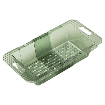 Kyhome 廚房可伸縮瀝水籃/水槽瀝水架/餐具碗盤瀝水架/果蔬洗菜籃  透明綠  1個  1層