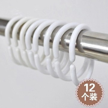 居家寶盒12入浴簾配件 白色c型掛勾 扣環 塑膠勾 浴簾勾 浴簾窗簾c勾鈎 萬用掛鈎