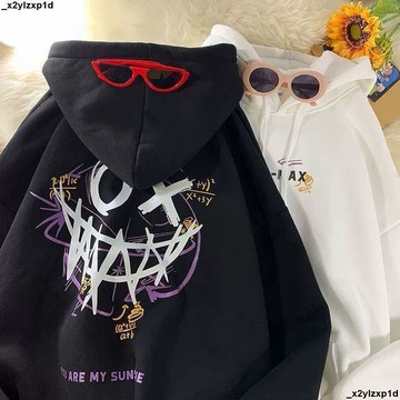 大促銷冬 秋冬女上衣 辣妹 衛衣外套 男童连帽卫衣春装新款美式外套恶魔印花中大童加绒加厚上衣潮