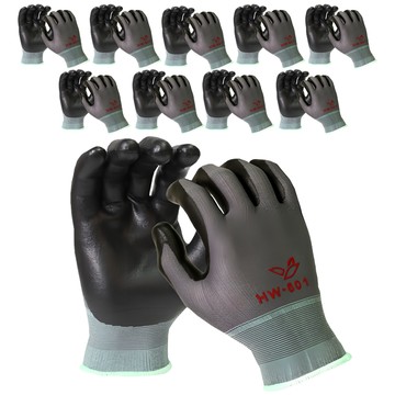 HANWOO 多功能安全手套 HW-601  灰色  10組  M(22 x 9cm)